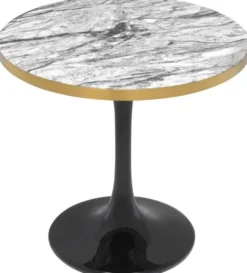 Casa Padrino Luxus Beistelltisch Grau / Messing / Schwarz Ø 55 x H. 52,5 cm - Luxus Möbel