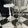 Casa Padrino Luxus Beistelltisch Weiß Ø 28 x H. 60 cm - Runder Aluminium Tisch - Wohnzimmer Möbel - Aluminium Möbel - Luxus Möbel