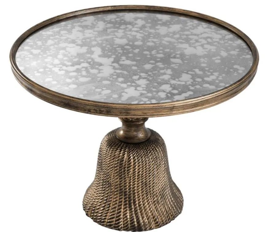 Casa Padrino Luxus Beistelltisch Antik Gold Ø 53,5 x H. 40 cm - Luxus Wohnzimmermöbel