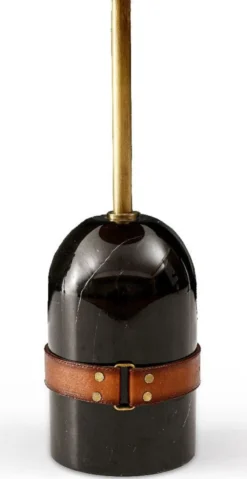 Casa Padrino Luxus Beistelltisch Braun / Messing / Schwarz Ø 29,5 x H. 51,5 cm - Runder Tisch mit Marmorfuß - Wohnzimmer Möbel - Luxus Möbel