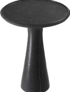 Casa Padrino Luxus Beistelltisch Schwarz Ø 46,5 x H. 60 cm - Runder Beistelltisch aus hochwertigem Marmor - Luxus Wohnzimmer Möbel