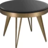 Casa Padrino Luxus Beistelltisch Messingfarben / Schwarz Ø 60 x H. 45 cm - Runder Edelstahl Tisch mit Glasplatte - Wohnzimmer Möbel - Luxus Möbel