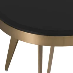 Casa Padrino Luxus Beistelltisch Messingfarben / Schwarz Ø 60 x H. 45 cm - Runder Edelstahl Tisch mit Glasplatte - Wohnzimmer Möbel - Luxus Möbel