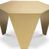 Casa Padrino Luxus Beistelltisch Messingfarben 57,5 x 50 x H. 34,5 cm - 6 Eckiger Edelstahl Tisch - Luxus Wohnzimmer Möbel - Luxus Qualität