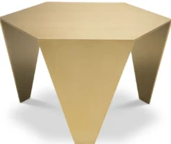 Casa Padrino Luxus Beistelltisch Messingfarben 57,5 x 50 x H. 34,5 cm - 6 Eckiger Edelstahl Tisch - Luxus Wohnzimmer Möbel - Luxus Qualität