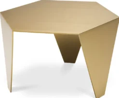 Casa Padrino Luxus Beistelltisch Messingfarben 57,5 x 50 x H. 34,5 cm - 6 Eckiger Edelstahl Tisch - Luxus Wohnzimmer Möbel - Luxus Qualität