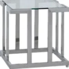 Casa Padrino Luxus Beistelltisch Silber 60 x 60 x H. 55 cm - Quadratischer Metall Tisch mit Glasplatte - Wohnzimmer Möbel - Luxus Möbel