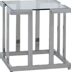 Casa Padrino Luxus Beistelltisch Silber 60 x 60 x H. 55 cm - Quadratischer Metall Tisch mit Glasplatte - Wohnzimmer Möbel - Luxus Möbel