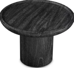 Casa Padrino Luxus Beistelltisch Schwarzgrau Ø 64,5 x H. 46 cm - Runder Massivholz Tisch - Massivholz Wohnzimmer Möbel - Luxus Qualität