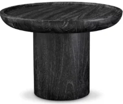 Casa Padrino Luxus Beistelltisch Schwarzgrau Ø 64,5 x H. 46 cm - Runder Massivholz Tisch - Massivholz Wohnzimmer Möbel - Luxus Qualität