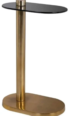 Casa Padrino Luxus Beistelltisch Gold / Schwarz 38 x 23 x H. 61 cm - Moderner Edelstahl Tisch mit Glasplatte - Luxus Wohnzimmer Möbel