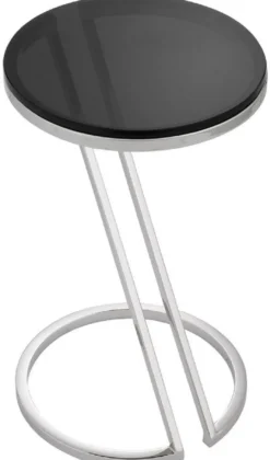 Casa Padrino Luxus Beistelltisch Silber / Grau Ø 36 x H. 60 cm - Edelstahl Tisch mit Glasplatte - Wohnzimmer Möbel - Luxus Möbel - Luxus Einrichtung - Luxus Interior