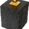 Casa Padrino Luxus Beistelltisch Messing / Schwarz 56 x 36 x H. 50 cm - Ovaler Messing Tisch mit Granitsockel - Luxus Möbel - Wohnzimmer Möbel - Luxus Einrichtung - Wohnzimmer Einrichtung
