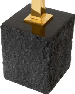 Casa Padrino Luxus Beistelltisch Messing / Schwarz 56 x 36 x H. 50 cm - Ovaler Messing Tisch mit Granitsockel - Luxus Möbel - Wohnzimmer Möbel - Luxus Einrichtung - Wohnzimmer Einrichtung