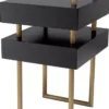 Casa Padrino Luxus Beistelltisch mit 2 Schubladen Messing / Dunkelbraun 50 x 44 x H. 79 cm - Wohnzimmer Möbel - Wohnzimmer Einrichtung - Luxus Möbel - Luxus Einrichtung - Luxus Qualität