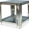 Casa Padrino Luxus Beistelltisch Silber / Schwarz 55 x 55 x H. 55 cm - Edelstahl Tisch mit getönten Glasplatten - Luxus Möbel
