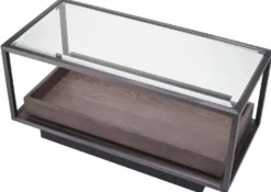Casa Padrino Luxus Beistelltisch Bronze / Grau 90 x 42 x H. 44 cm - Rechteckiger Tisch mit Glasplatte und edlem Furnier - Wohnzimmer Möbel - Luxus Möbel - Luxus Einrichtung