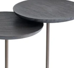 Casa Padrino Luxus Beistelltisch Set Grau / Bronze Ø 35 cm - Runde Marmor Tische - Luxus Wohnzimmer Möbel