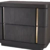 Casa Padrino Luxus Beistelltisch mit 2 Schubladen Mokka / Messing 65 x 46 x H. 56 cm - Luxus Kollektion