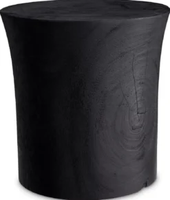 Casa Padrino Luxus Beistelltisch Schwarz Ø 39 x H. 41,5 cm - Runder Massivholz Tisch - Luxus Möbel - Wohnzimmer Möbel - Luxus Einrichtung - Wohnzimmer Einrichtung