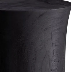 Casa Padrino Luxus Beistelltisch Schwarz Ø 39 x H. 41,5 cm - Runder Massivholz Tisch - Luxus Möbel - Wohnzimmer Möbel - Luxus Einrichtung - Wohnzimmer Einrichtung