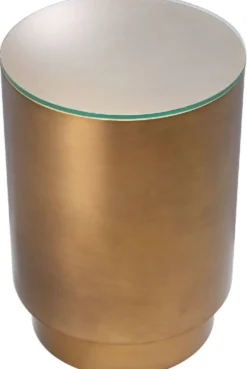 Casa Padrino Luxus Beistelltisch Antik Messingfarben Ø 40 x H. 56,5 cm - Runder Stahl Tisch mit Glasplatte - Wohnzimmer Möbel - Luxus Möbel
