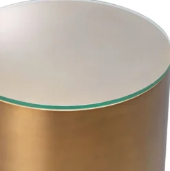 Casa Padrino Luxus Beistelltisch Antik Messingfarben Ø 40 x H. 56,5 cm - Runder Stahl Tisch mit Glasplatte - Wohnzimmer Möbel - Luxus Möbel