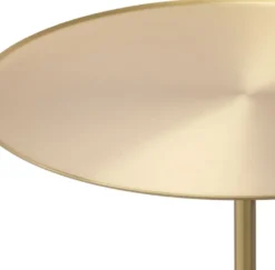 Casa Padrino Luxus Beistelltisch Messingfarben / Schwarz-Weiß Ø 45 x H. 62 cm - Runder Edelstahl Tisch mit Marmorsockel - Wohnzimmer Möbel - Hotel Möbel - Luxus Möbel