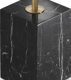Casa Padrino Luxus Beistelltisch Messingfarben / Schwarz-Weiß Ø 45 x H. 62 cm - Runder Edelstahl Tisch mit Marmorsockel - Wohnzimmer Möbel - Hotel Möbel - Luxus Möbel