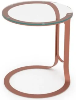 Casa Padrino Luxus Beistelltisch Kupfer Ø 40 x H. 50 cm - Runder Tisch mit Glasplatte - Wohnzimmer Möbel - Hotel Möbel - Luxus Möbel