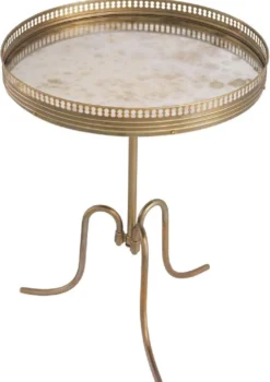 Casa Padrino Luxus Beistelltisch Vintage Messing Ø 46 x H. 56,5 cm - Runder Messing Tisch mit antikem Spiegelglas - Wohnzimmer Möbel - Luxus Möbel - Luxus Einrichtung - Luxus Interior
