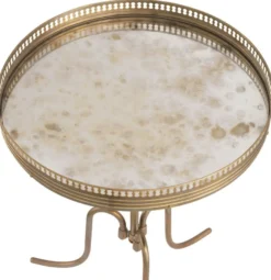 Casa Padrino Luxus Beistelltisch Vintage Messing Ø 46 x H. 56,5 cm - Runder Messing Tisch mit antikem Spiegelglas - Wohnzimmer Möbel - Luxus Möbel - Luxus Einrichtung - Luxus Interior