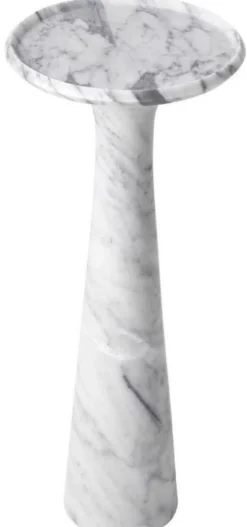 Casa Padrino Luxus Beistelltisch Weiß Ø 30 x H. 71,5 cm - Runder Beistelltisch aus hochwertigem Carrara Marmor - Luxus Möbel