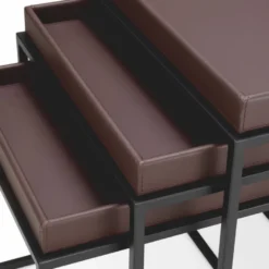 Casa Padrino Luxus Beistelltisch 3er Set Dunkelbraun / Schwarz - Wohnzimmer & Hotel Möbel
