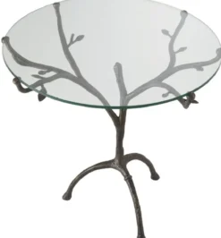 Casa Padrino Luxus Beistelltisch Bronzefarben Ø 79,5 x H. 75 cm - Runder Dreibein Messing Tisch mit Glasplatte - Wohnzimmer Möbel - Luxus Möbel