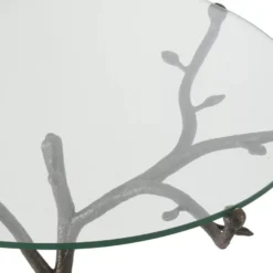 Casa Padrino Luxus Beistelltisch Bronzefarben Ø 79,5 x H. 75 cm - Runder Dreibein Messing Tisch mit Glasplatte - Wohnzimmer Möbel - Luxus Möbel