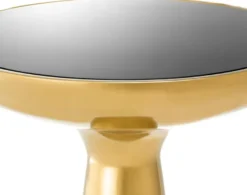 Casa Padrino Luxus Beistelltisch Gold / Schwarz Ø 50 x H. 60 cm - Runder Edelstahl Tisch mit Glasplatte