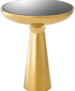 Casa Padrino Luxus Beistelltisch Gold / Schwarz Ø 50 x H. 60 cm - Runder Edelstahl Tisch mit Glasplatte