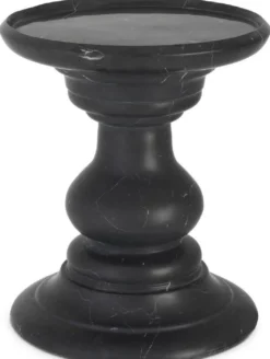 Casa Padrino Luxus Beistelltisch Schwarz Ø 33 x H. 39,5 cm - Runder Beistelltisch aus hochwertigem Marmor - Luxus Marmor Möbel
