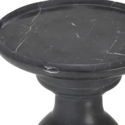Casa Padrino Luxus Beistelltisch Schwarz Ø 33 x H. 39,5 cm - Runder Beistelltisch aus hochwertigem Marmor - Luxus Marmor Möbel