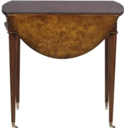 Casa Padrino Luxus Beistelltisch mit Schublade Braun / Hellbraun 89 x 76 x H. 64 cm - Wohnzimmer Beistelltisch auf Rollen