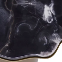 Casa Padrino Luxus Beistelltisch Schwarz / Messing 58,5 x 60,5 x H. 51 cm - Edelstahl Tisch mit Marmorplatte - Wohnzimmer Möbel - Luxus Möbel - Wohnzimmer Einrichtung - Luxus Qualität