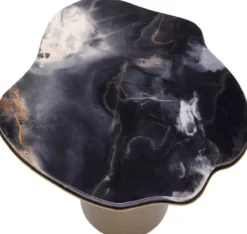 Casa Padrino Luxus Beistelltisch Schwarz / Messing 58,5 x 60,5 x H. 51 cm - Edelstahl Tisch mit Marmorplatte - Wohnzimmer Möbel - Luxus Möbel - Wohnzimmer Einrichtung - Luxus Qualität