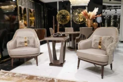 Casa Padrino Luxus Beistelltisch Dunkelbraun / Grau / Kupfer - Quadratischer Massivholz Tisch - Wohnzimmer Möbel - Wohnzimmer Einrichtung - Luxus Möbel - Luxus Einrichtung - Luxus Qualität