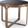 Casa Padrino Luxus Beistelltisch Kupferfarben / Schwarz Ø 60 x H. 47 cm - Runder Edelstahl Tisch mit Glasplatte - Wohnzimmer Möbel - Luxus Möbel