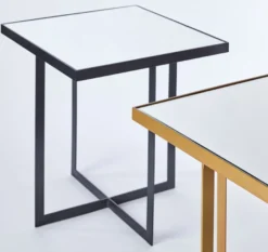 Casa Padrino Luxus Beistelltisch Bronze 51 x 51 x H. 55 cm - Metall Tisch mit Spiegelglas Tischplatte - Luxus Möbel