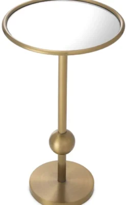 Casa Padrino Luxus Beistelltisch Messingfarben Ø 26 x H. 45,5 cm - Runder Edelstahl Tisch mit Spiegelglas - Luxus Wohnzimmer Möbel