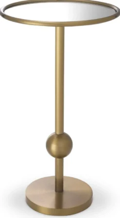 Casa Padrino Luxus Beistelltisch Messingfarben Ø 26 x H. 45,5 cm - Runder Edelstahl Tisch mit Spiegelglas - Luxus Wohnzimmer Möbel