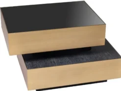 Casa Padrino Luxus Beistelltisch Messingfarben / Anthrazitgrau / Schwarz 62 x 80 x H. 48 cm - Wohnzimmer Möbel - Luxus Qualität
