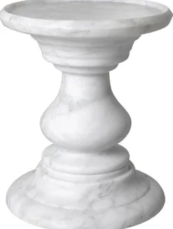 Casa Padrino Luxus Beistelltisch Weiß Ø 33 x H. 39,5 cm - Runder Beistelltisch aus hochwertigem Carrara Marmor - Luxus Marmor Möbel